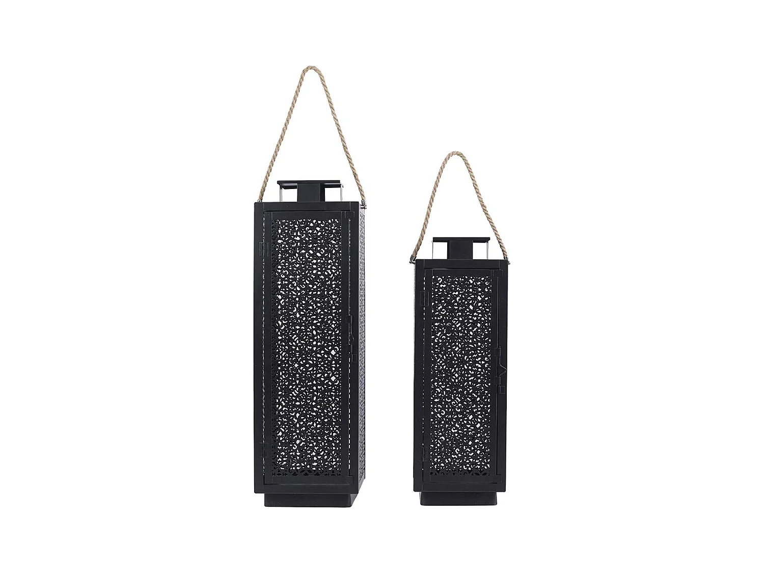 Duo de Lanternes Métal Ajouré Noir