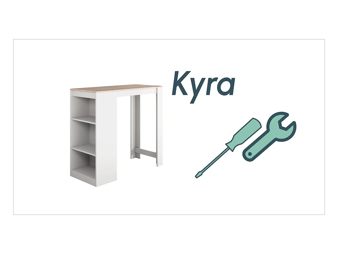 Table haute pour Cuisine Salle à manger en Noir et Sonoma 110x50x103cm Kyra