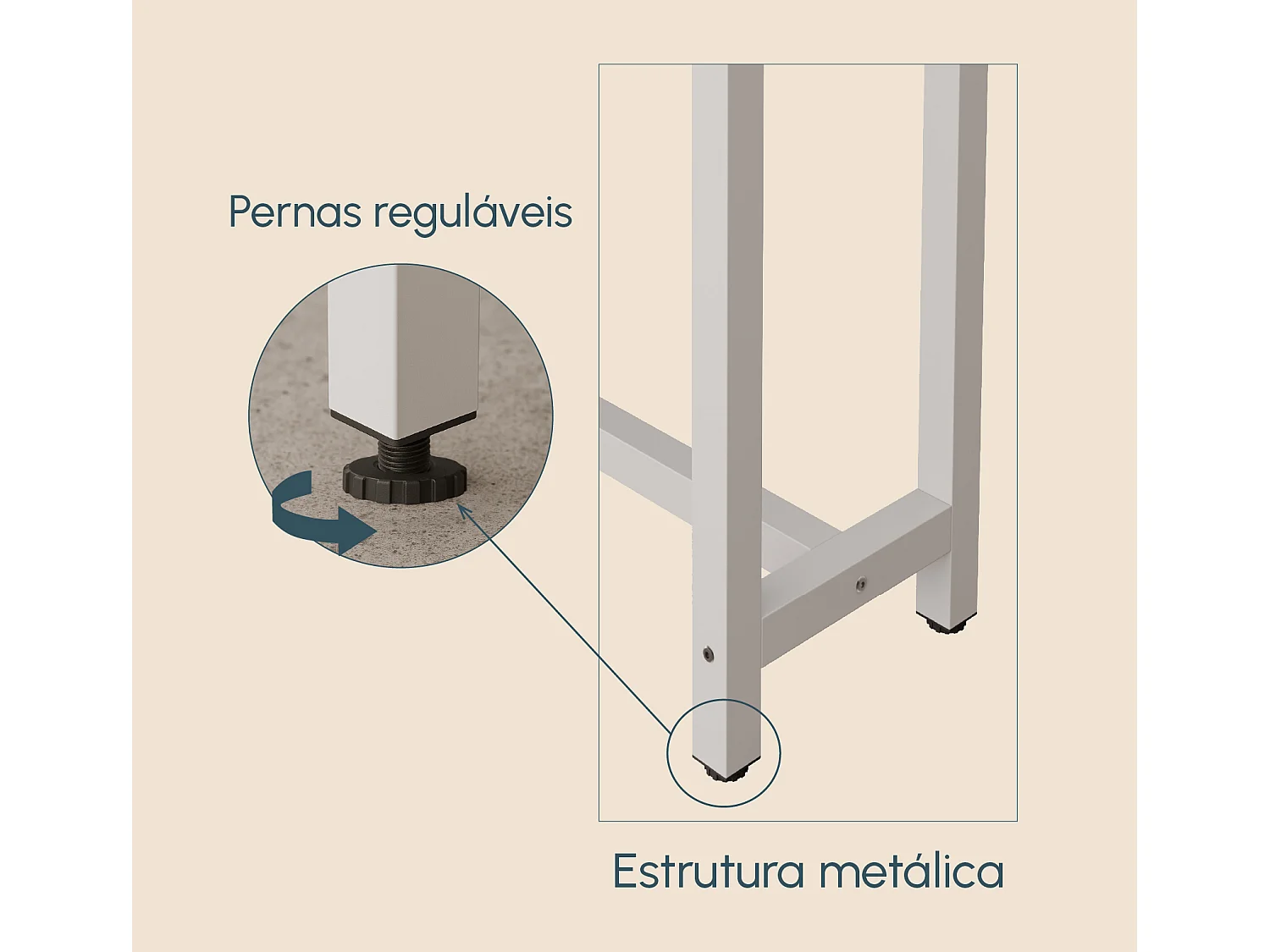 Mesa alta para Cocina Comedor en Blanco y Sonoma 100x40x100cm Ani
