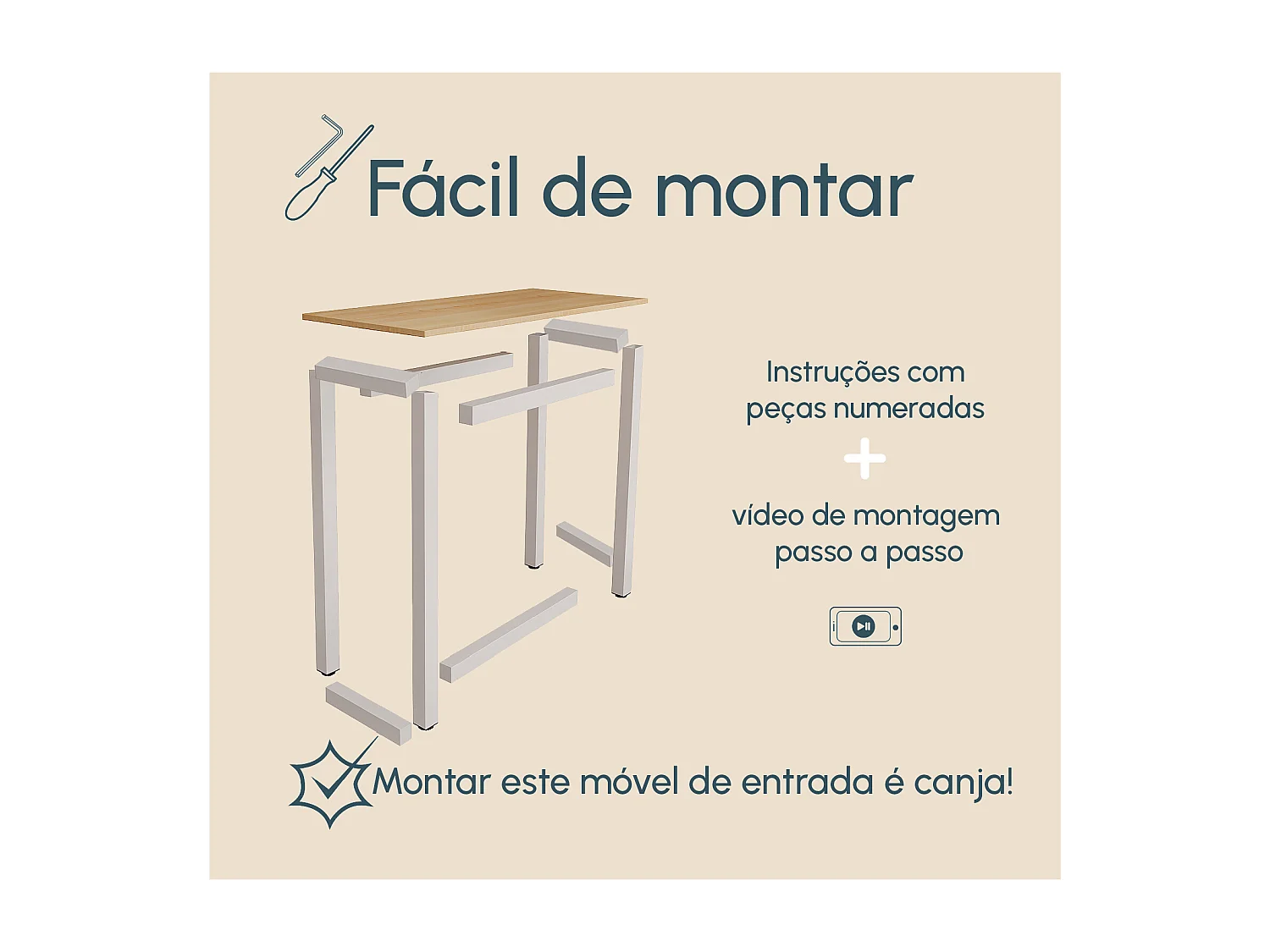 Mesa alta para Cocina Comedor en Blanco y Sonoma 100x40x100cm Ani