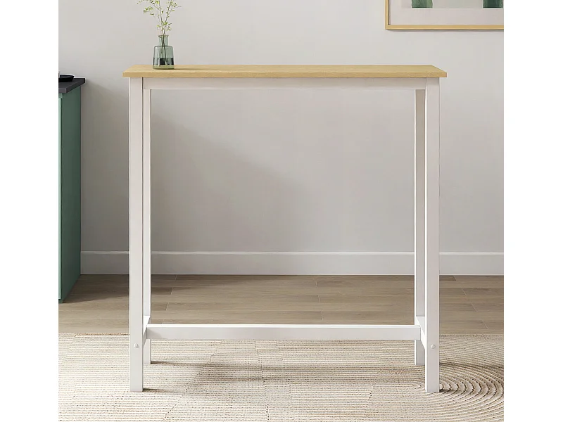 Table haute pour Cuisine Salle à manger en Blanc et Sonoma 100x40x100cm Ani