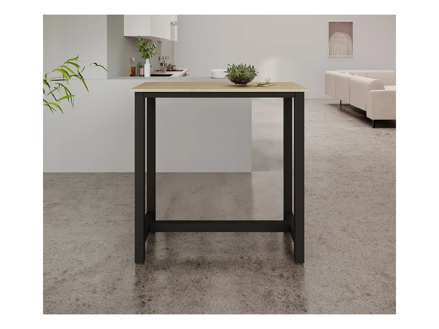 Table haute pour Cuisine Salle à manger en Noir et Sonoma 100x40x100cm Ani