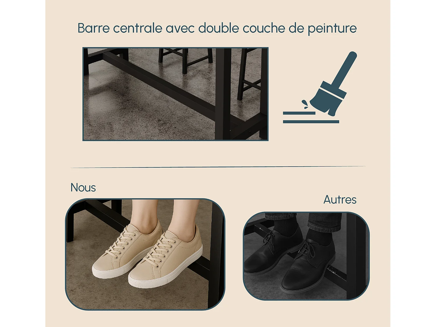 Table haute pour Cuisine Salle à manger en Noir et Sonoma 100x40x100cm Ani