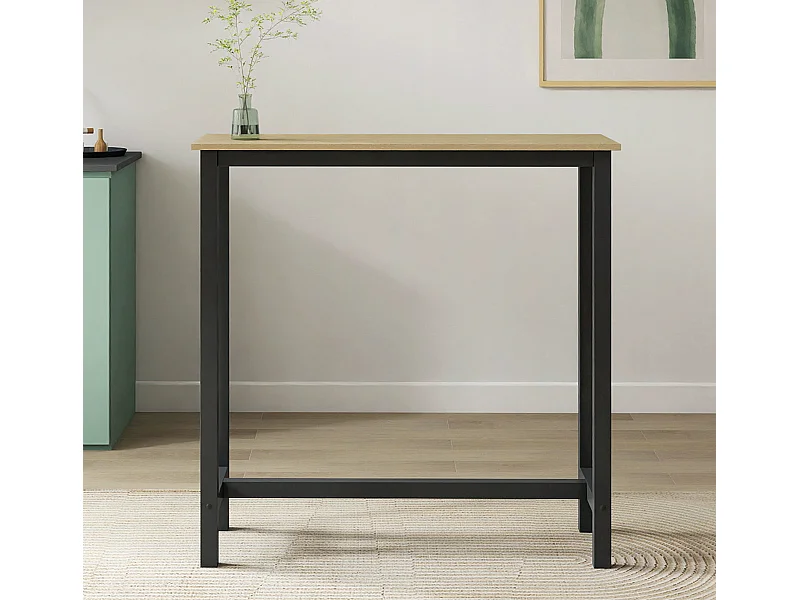 Table haute pour Cuisine Salle à manger en Noir et Sonoma 100x40x100cm Ani