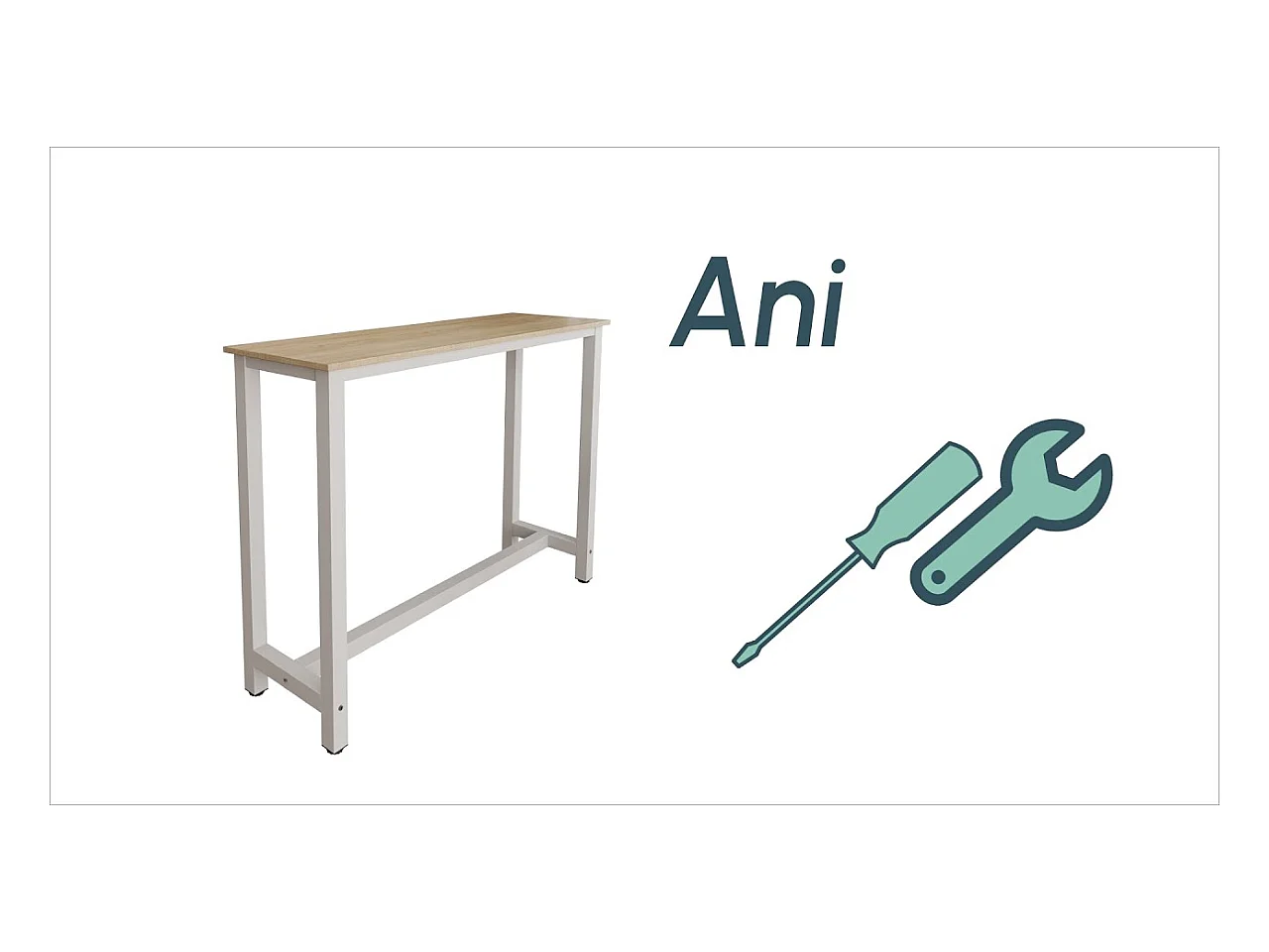 Table haute pour Cuisine Salle à manger en Noir et Sonoma 140x40x100cm Ani