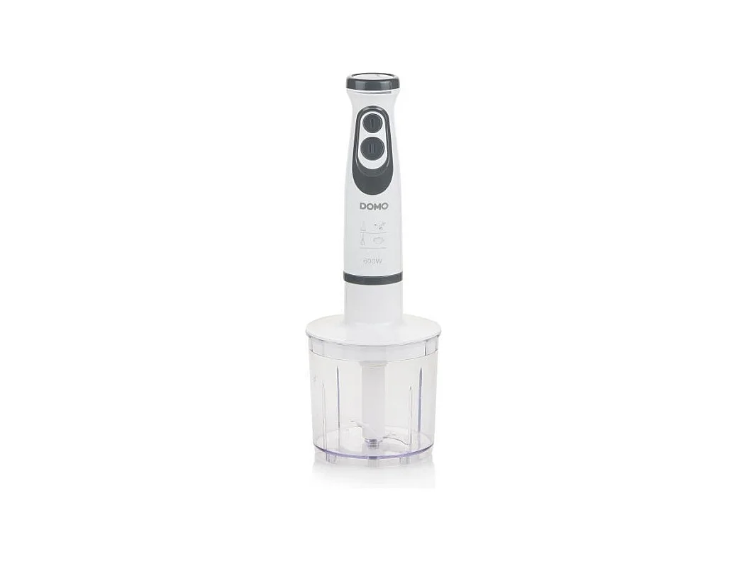 Ensemble Mixeur - DOMO - DO1089M - 600 W - Vitesse variable + Turbo - Mixeur plongeur, fouet, hachoir, verre gradué - Blanc