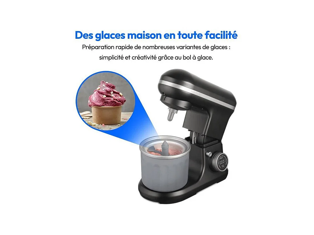 Robot pâtissier - MEDION - MD18420 - 1200 W - 5 L - 8 vitesses - Bol a glace - Noir