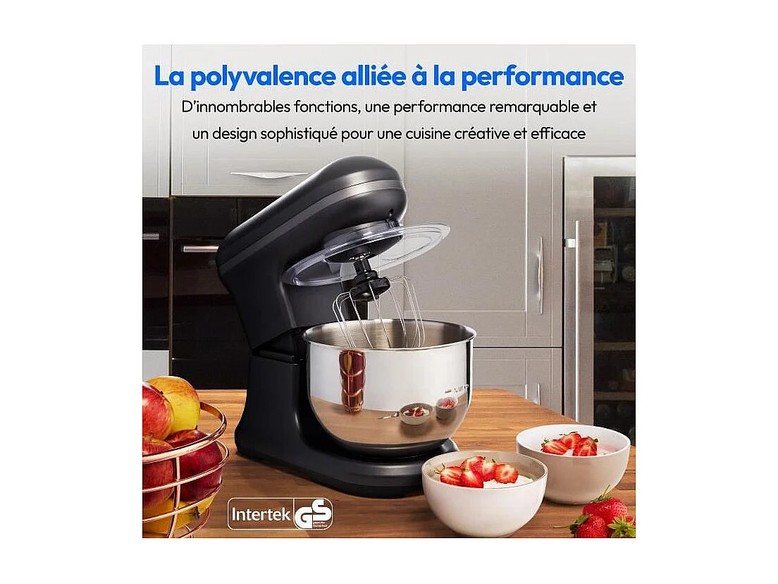 Robot pâtissier - MEDION - MD18420 - 1200 W - 5 L - 8 vitesses - Bol a glace - Noir