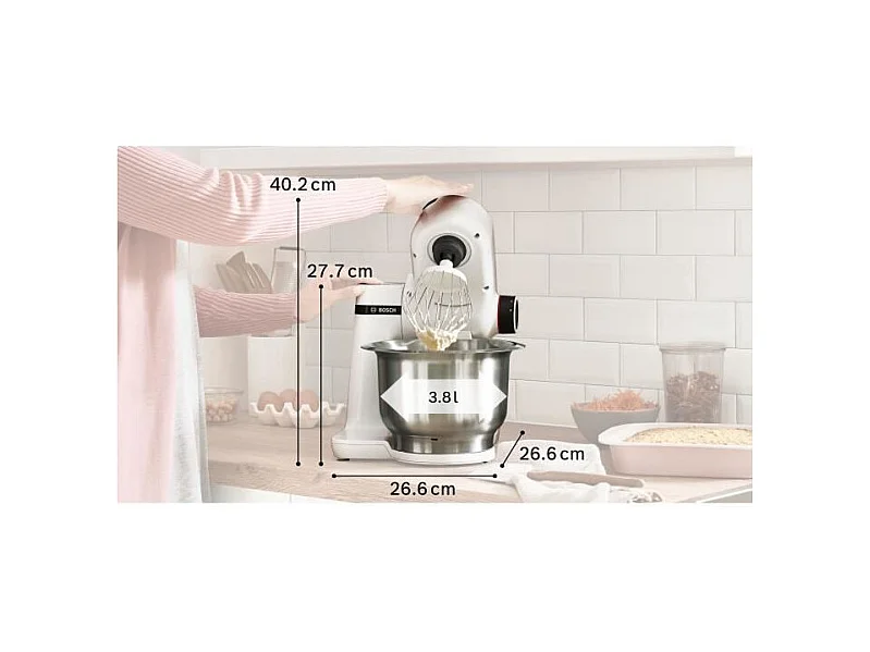 Robot pâtissier - BOSCH - MUMS2EW00E Serie 2 - 700 W - 4 vitesses - Blanc