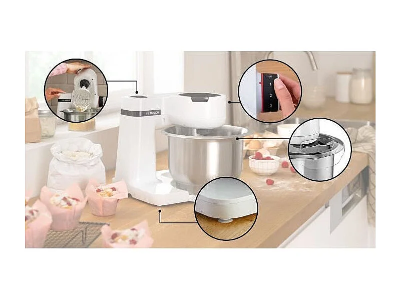 Robot pâtissier - BOSCH - MUMS2EW00E Serie 2 - 700 W - 4 vitesses - Blanc