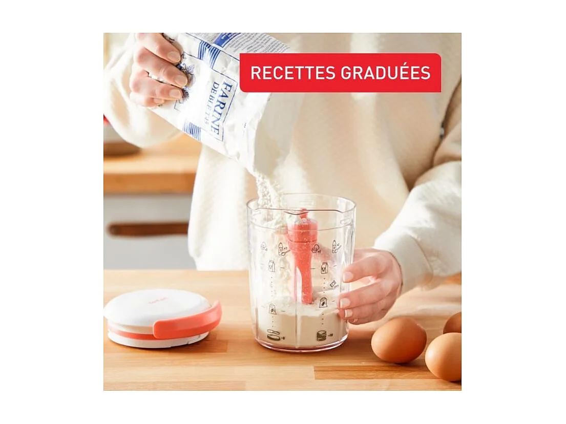 TEFAL Crepes Express Mélangeur pâte a crepes, Préparation en 2 minutes, Sans grumeaux, 3 recettes graduées intégrées K1844