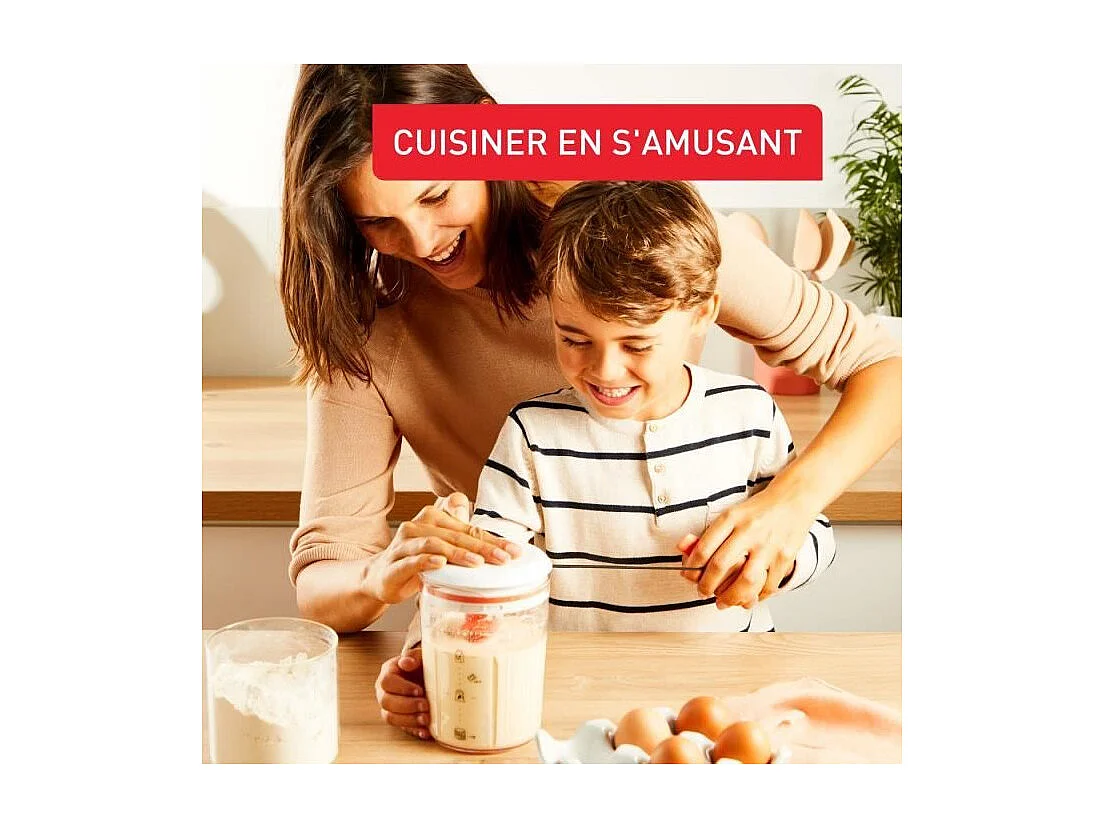TEFAL Crepes Express Mélangeur pâte a crepes, Préparation en 2 minutes, Sans grumeaux, 3 recettes graduées intégrées K1844