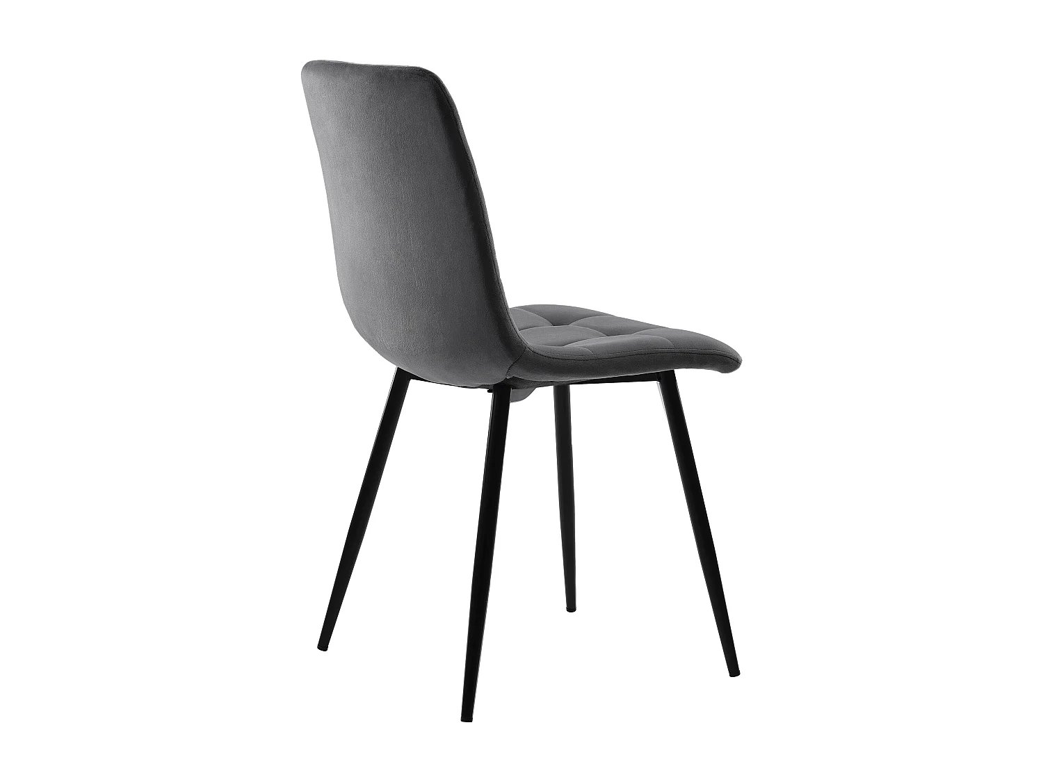 Ensemble table 140x80cm et 4 chaises velours gris foncé - pieds de table en métal noir - plateau en MDF blanc