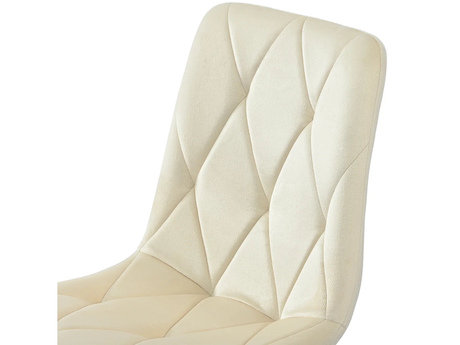 Ensemble table rectangulaire 117x68 cm et 4 chaises velours beige - pieds de table en métal noir - plateau en MDF blanc