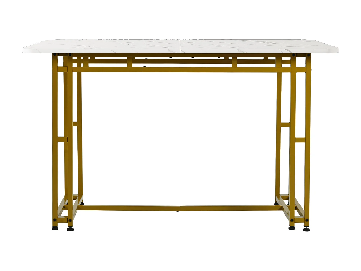 Ensemble table rectangulaire 120x70 cm et 4 chaises velours gris foncé - pieds de table en métal doré - plateau en MDF blanc