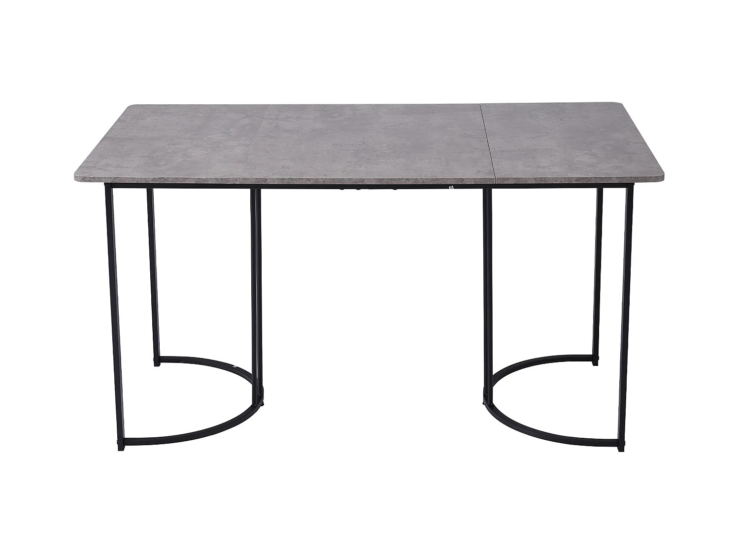 Ensemble table 140x80 cm et 4 chaises velours marron - pieds de table en métal noir - plateau en MDF gris