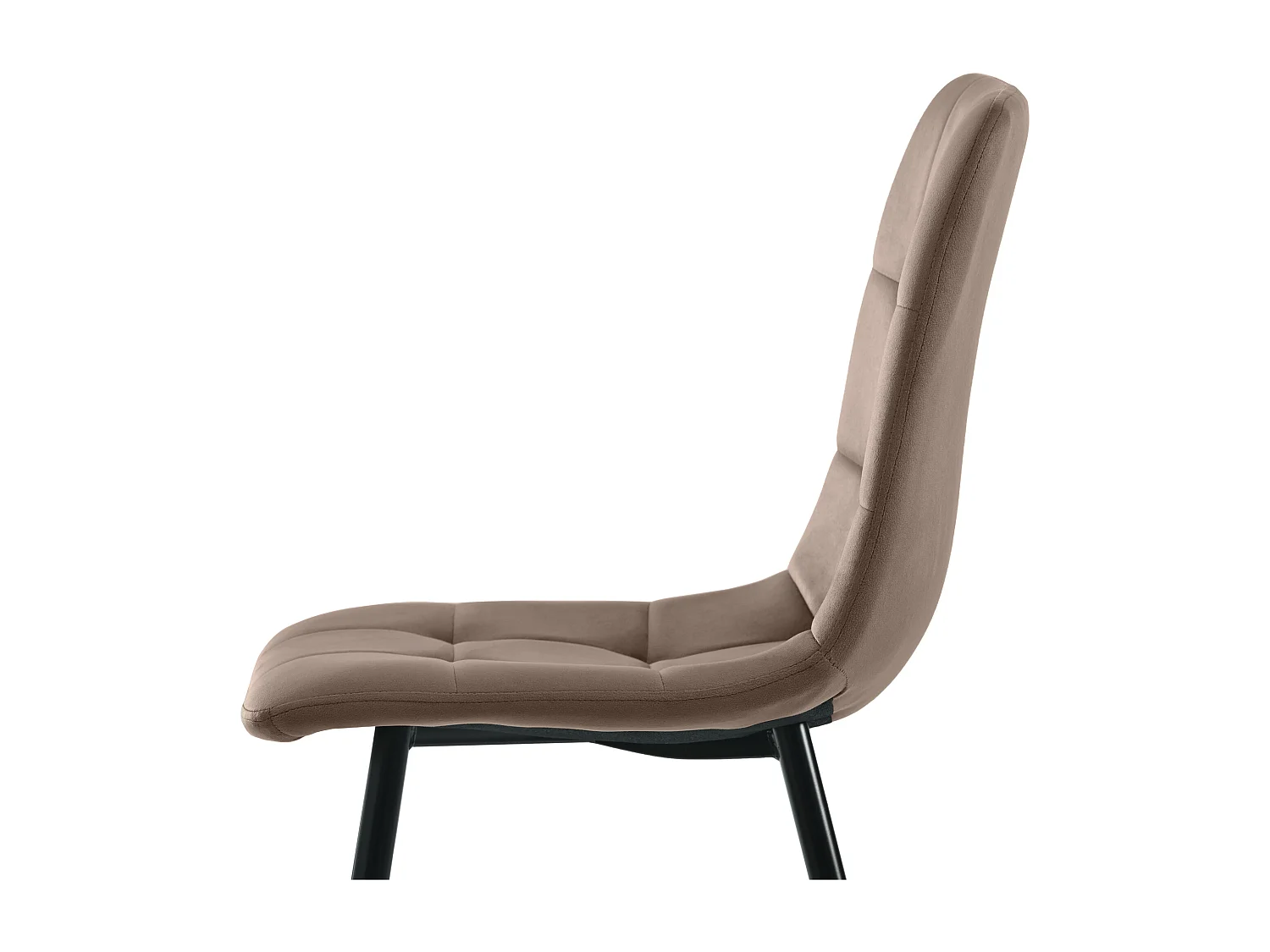 Set van 140x80 cm tafel en 4 bruine fluwelen stoelen - zwarte metalen tafelpoten - grijs MDF blad