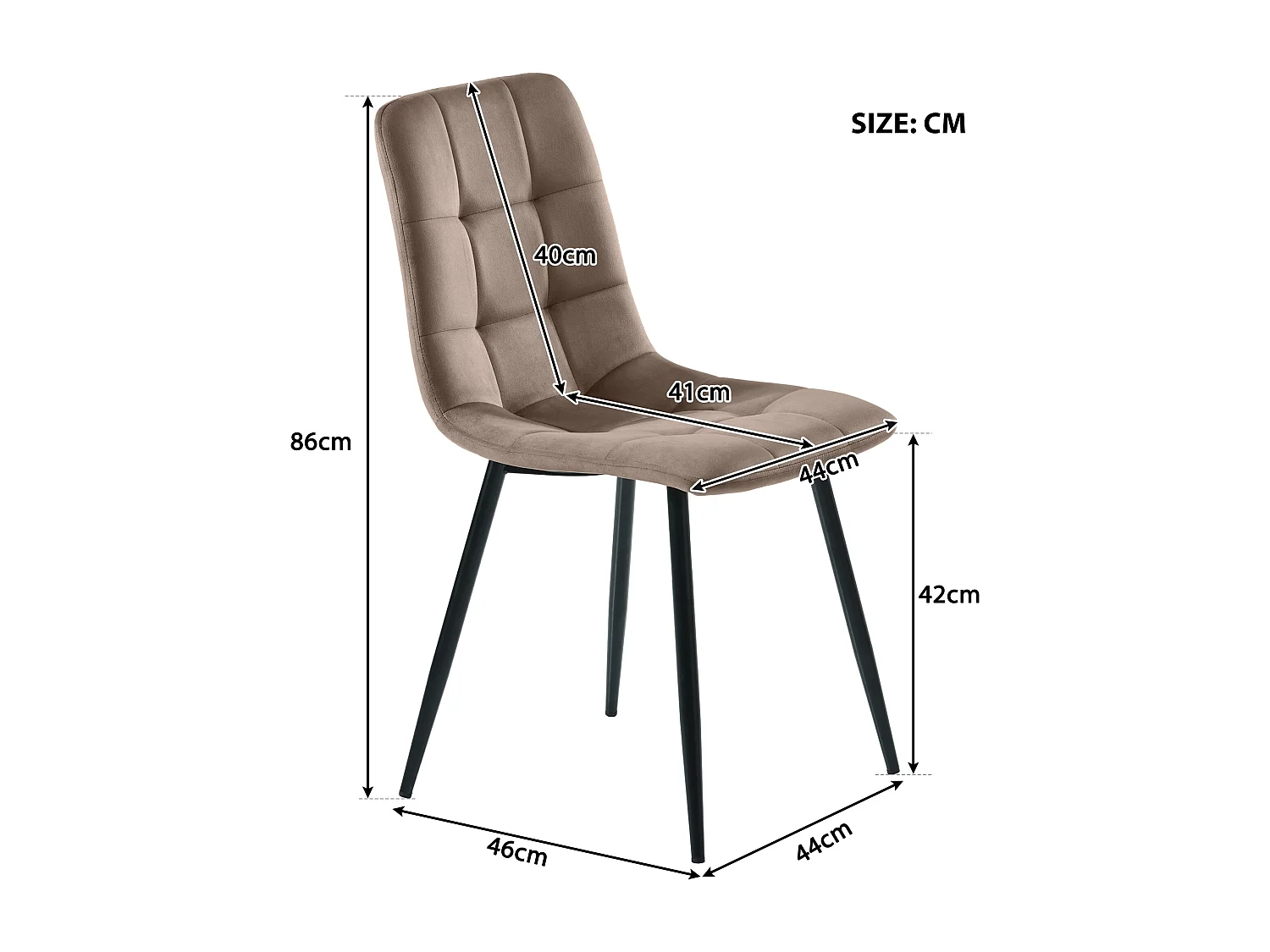 Ensemble table rectangulaire 117x68 cm et 4 chaises velours marron - pieds de table en métal noir - plateau en MDF blanc