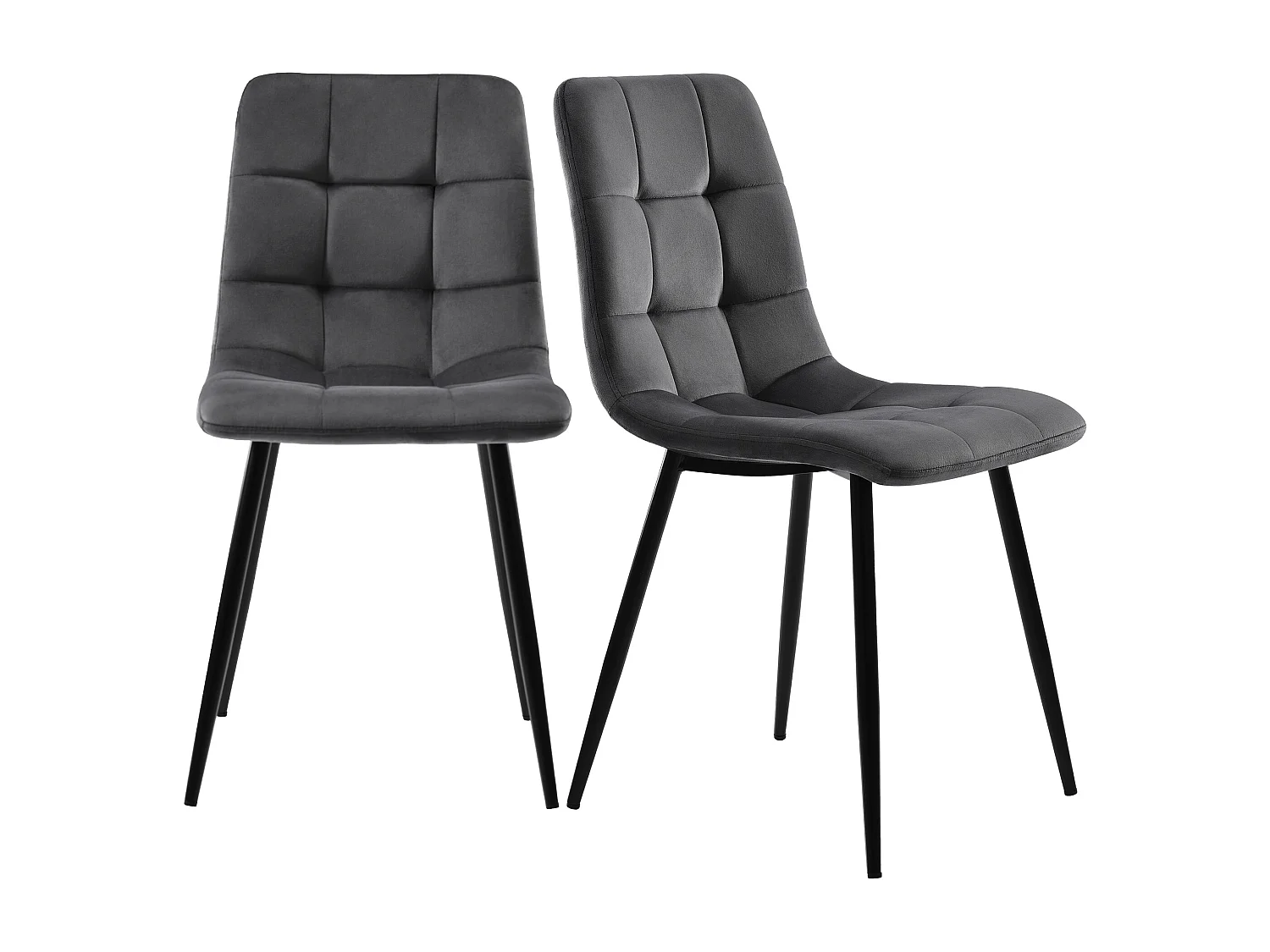 Rechthoekige tafelset 117x68 cm en 4 donkergrijze fluwelen stoelen - zwarte metalen tafelpoten - wit MDF-blad