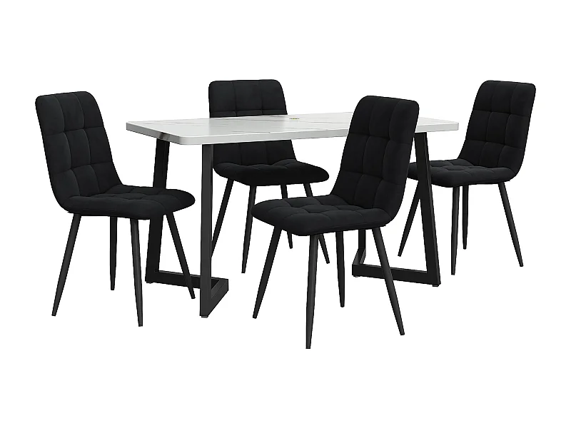 Ensemble table à manger avec 4 chaises 117x68x75 cm, gain de place, facile à installer, MDF, noir