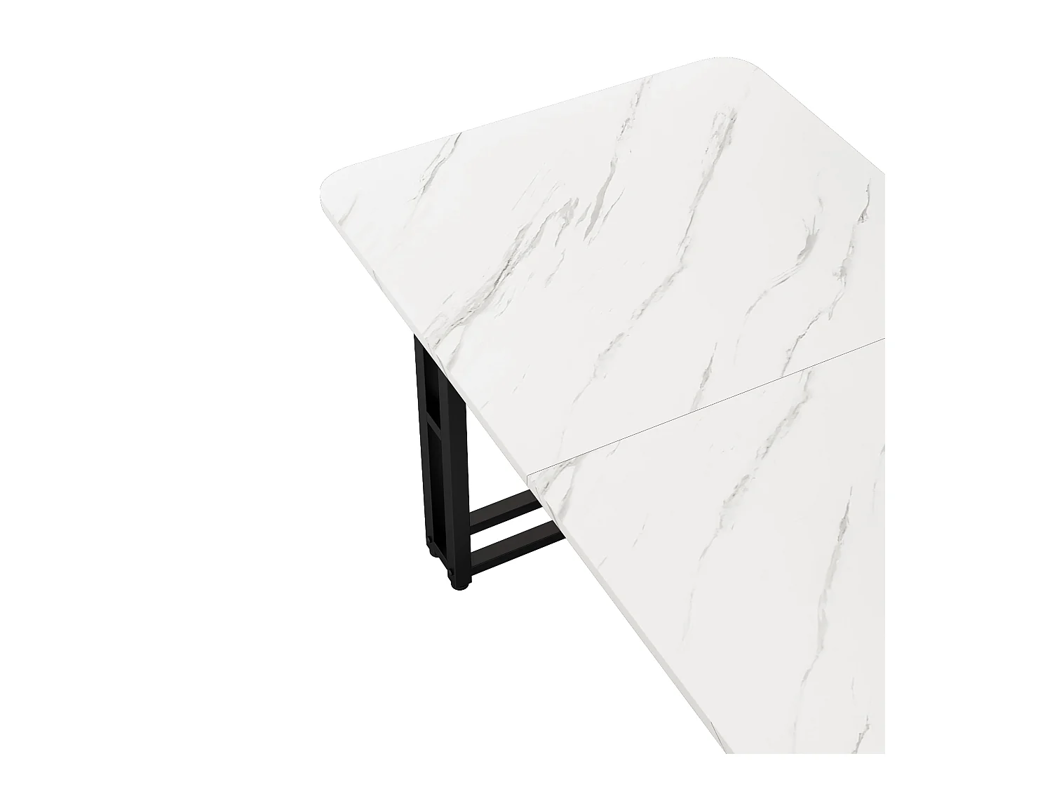 Ensemble table rectangulaire 120x70 cm et 4 chaises velours gris foncé - pieds de table en métal noir - plateau en MDF blanc