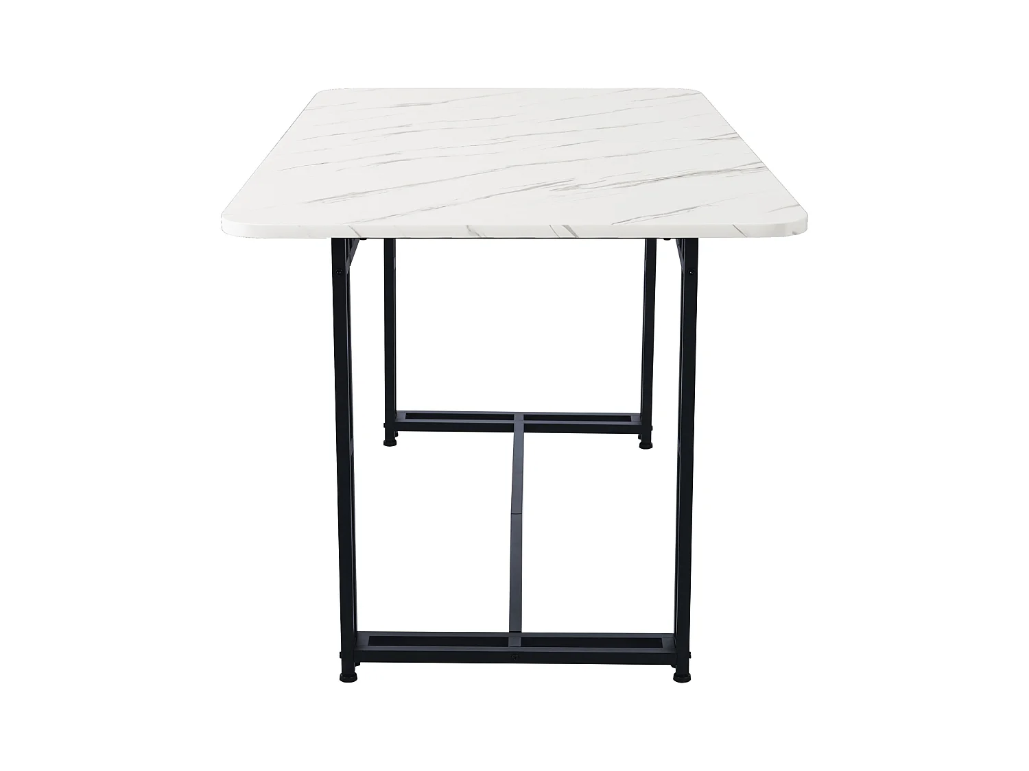 Ensemble table rectangulaire 120x70 cm et 4 chaises velours gris foncé - pieds de table en métal noir - plateau en MDF blanc