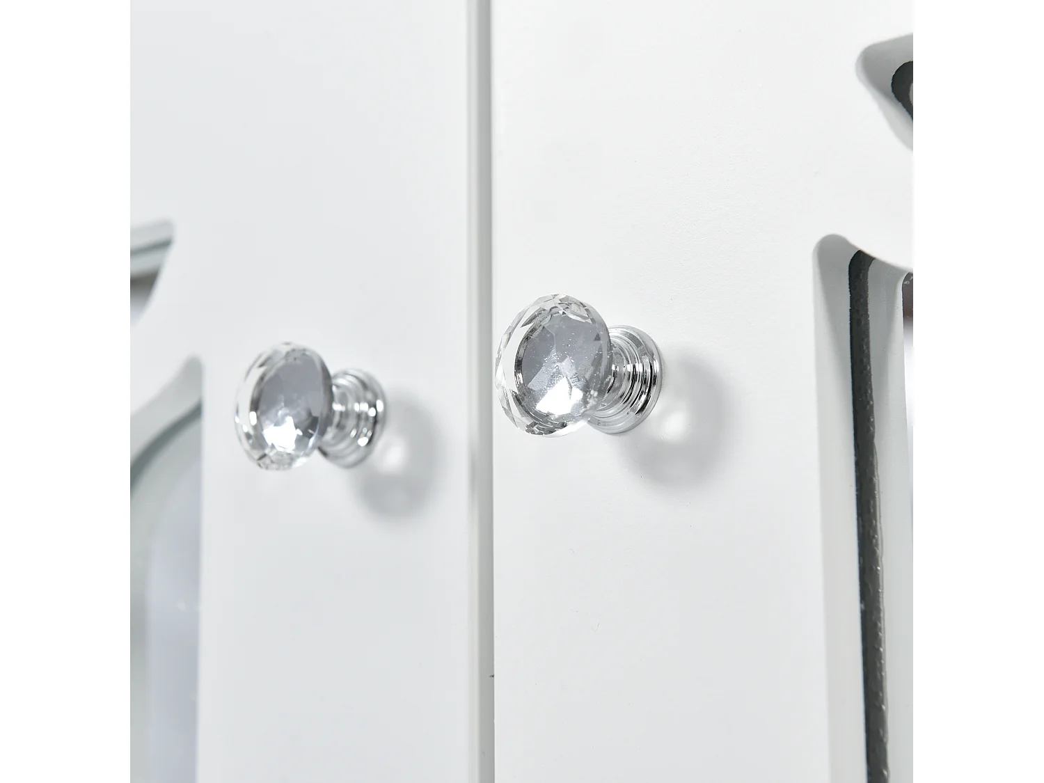 Buffet avec 4 portes miroir buffet salon - bois - blanc 160x40x84 cm - étagères réglables