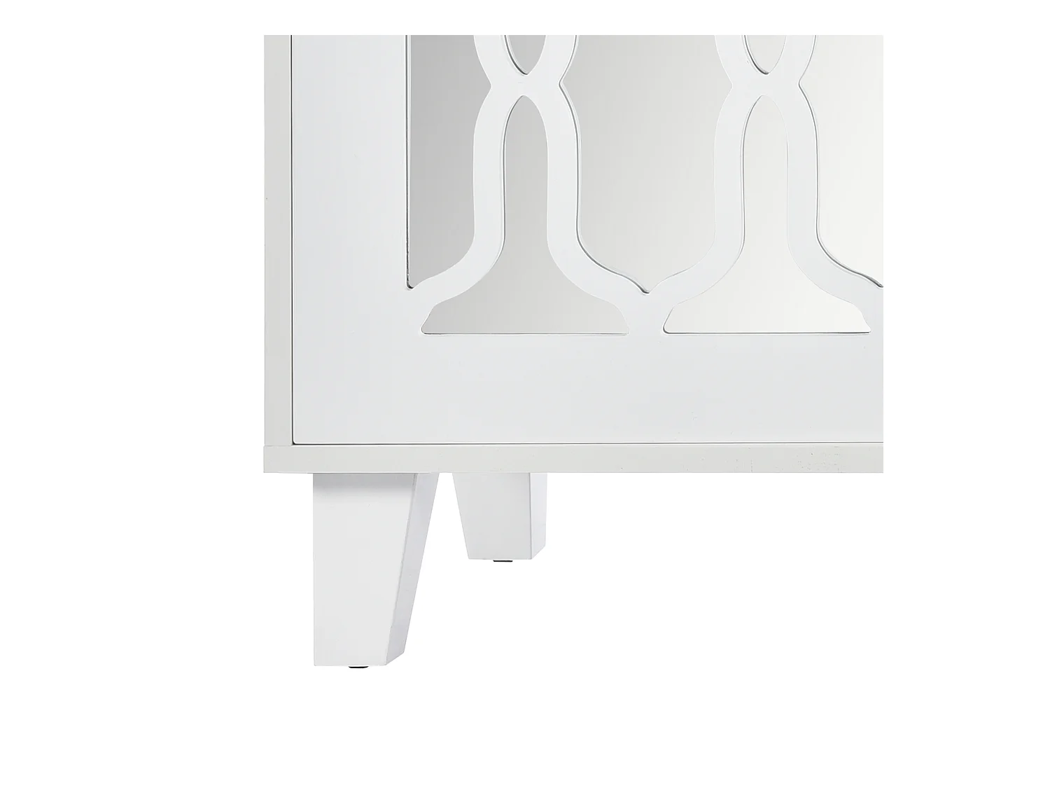 Buffet salle à manger bois avec 4 portes miroir buffet salon blanc 160x40x84 cm - étagères réglables