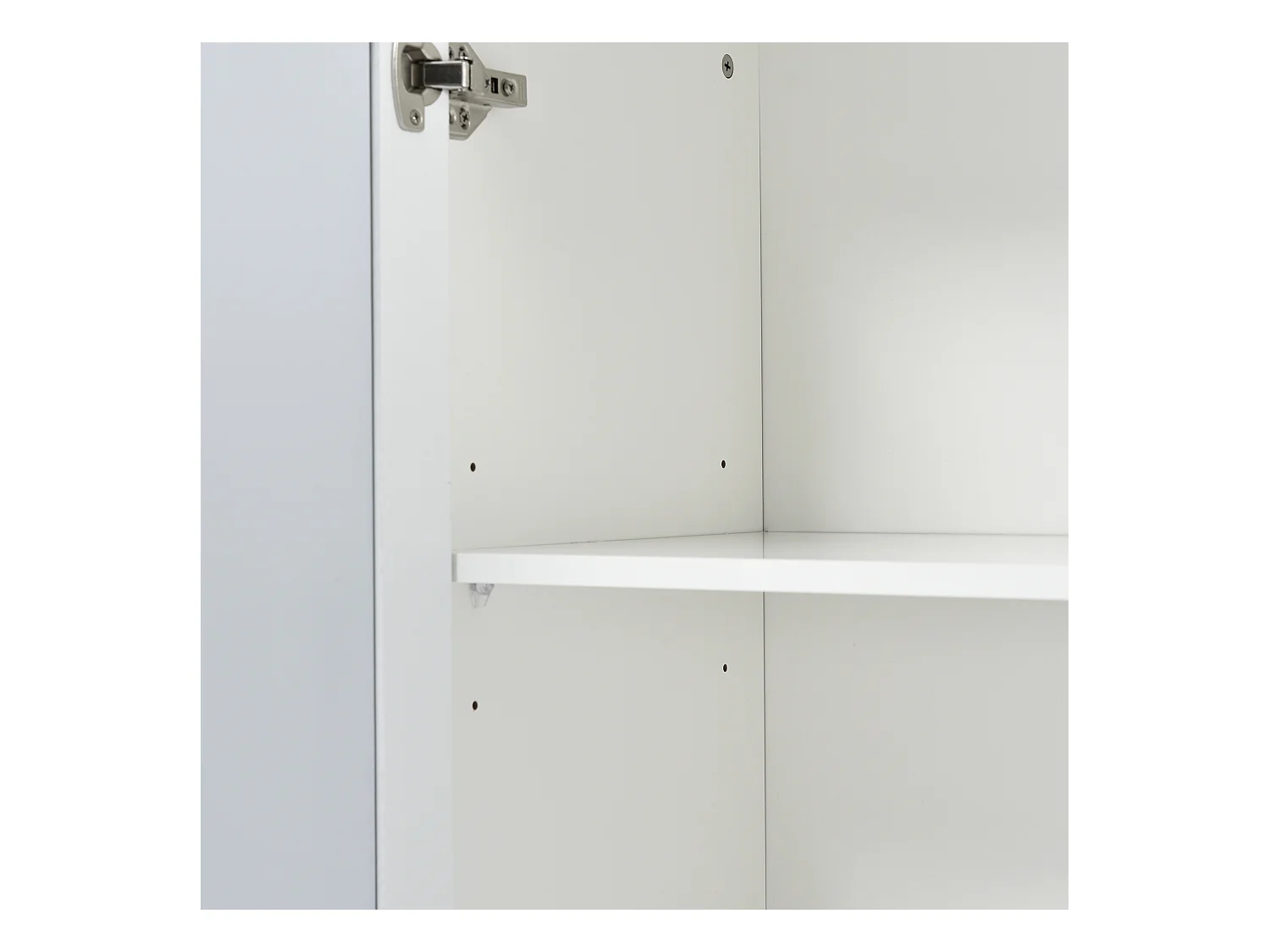 Buffet salle à manger bois avec 4 portes miroir buffet salon blanc 160x40x84 cm - étagères réglables