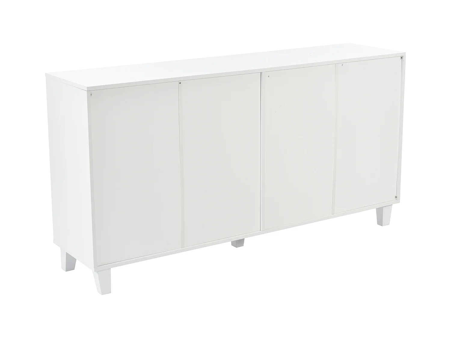Buffet salle à manger bois avec 4 portes miroir buffet salon blanc 160x40x84 cm - étagères réglables