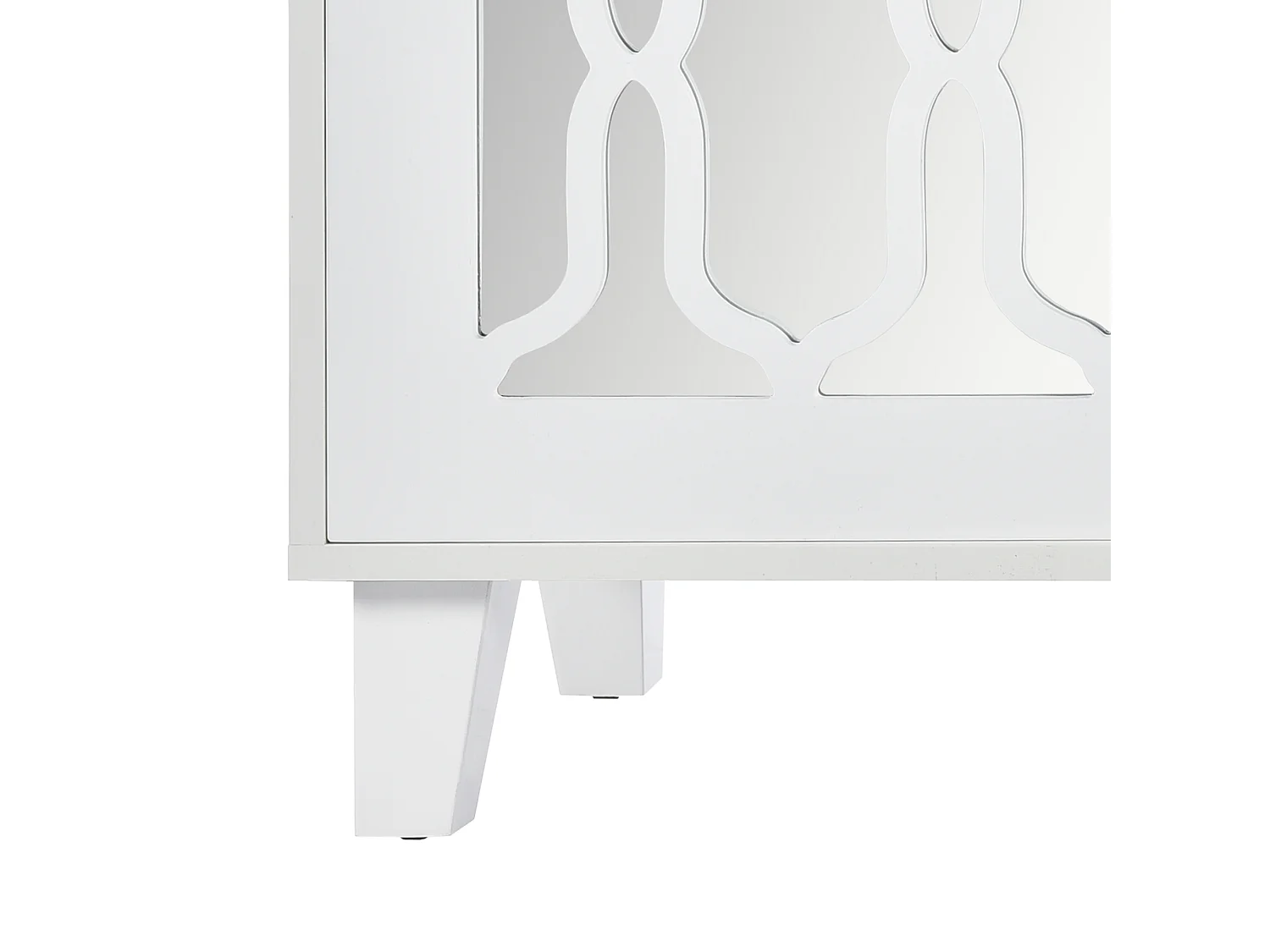 Buffet avec 4 portes miroir buffet salon - bois - blanc 160x40x84 cm - étagères réglables
