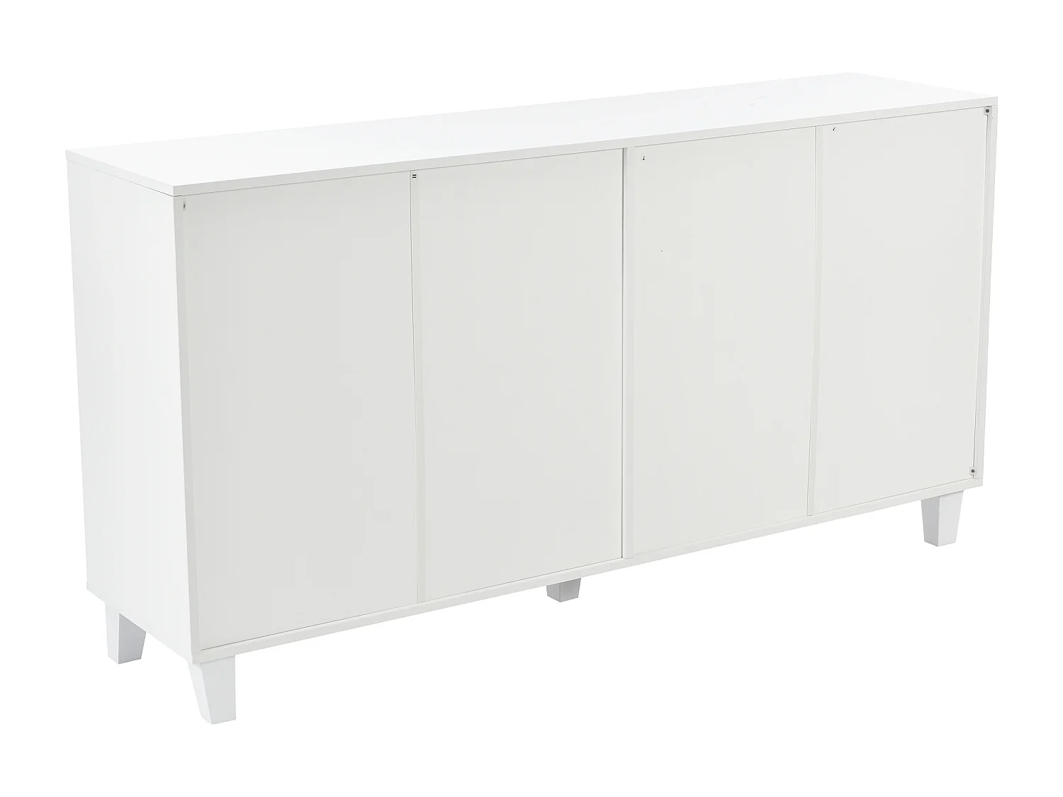 Buffet avec 4 portes miroir buffet salon - bois - blanc 160x40x84 cm - étagères réglables