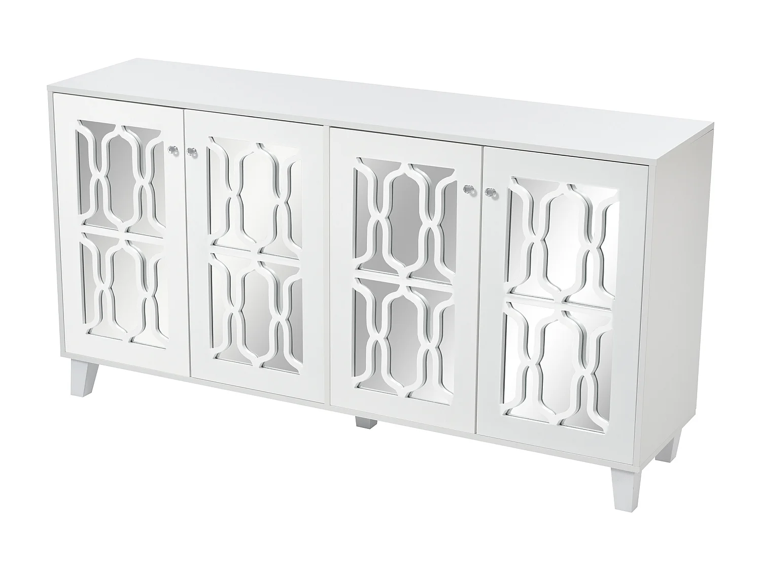 Buffet 160x40x84 cm, 4 portes, étagère intérieure réglable, MDF, blanc