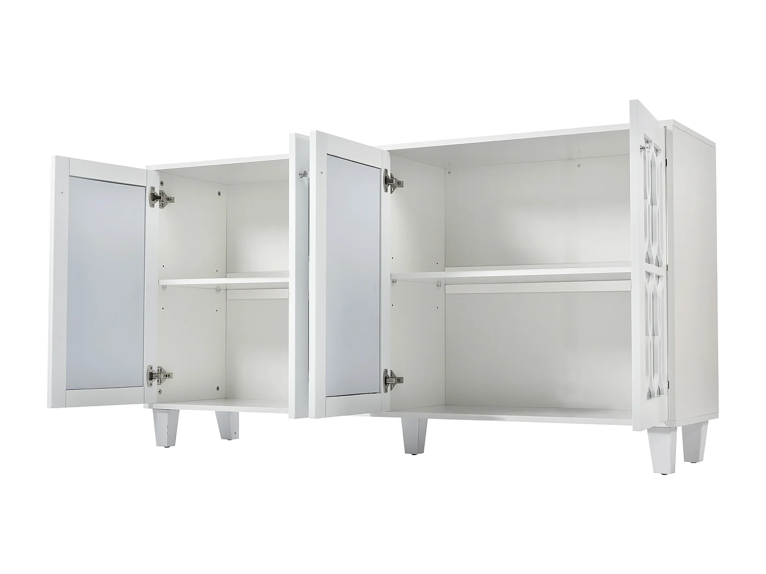 Buffet 160x40x84 cm, 4 portes, étagère intérieure réglable, MDF, blanc