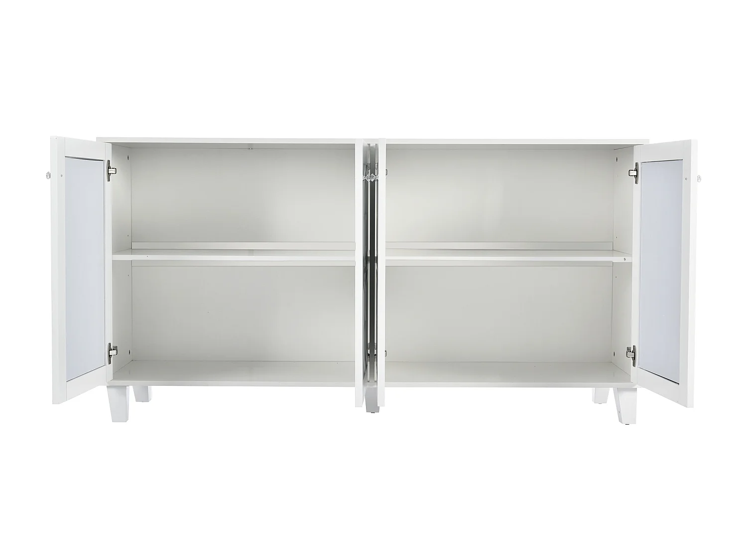 Buffet 160x40x84 cm, 4 portes, étagère intérieure réglable, MDF, blanc