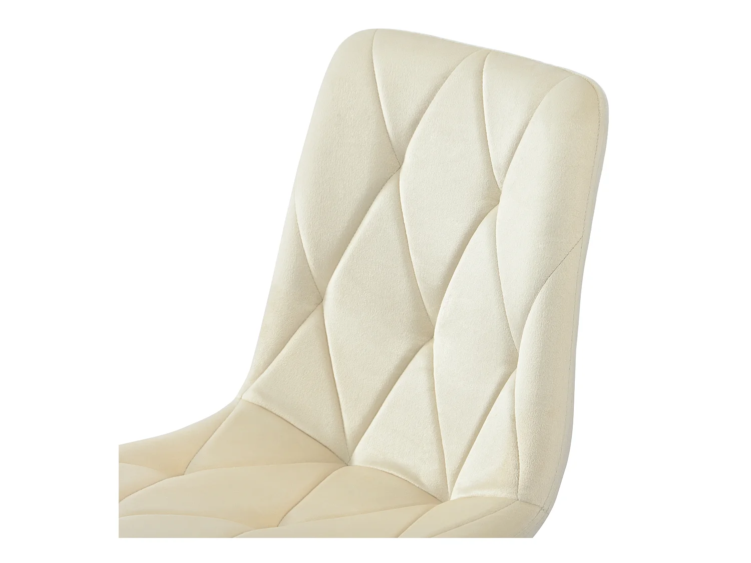 Ensemble table rectangulaire 117x68 cm et 4 chaises velours beige - pieds de table en métal doré - plateau en MDF blanc