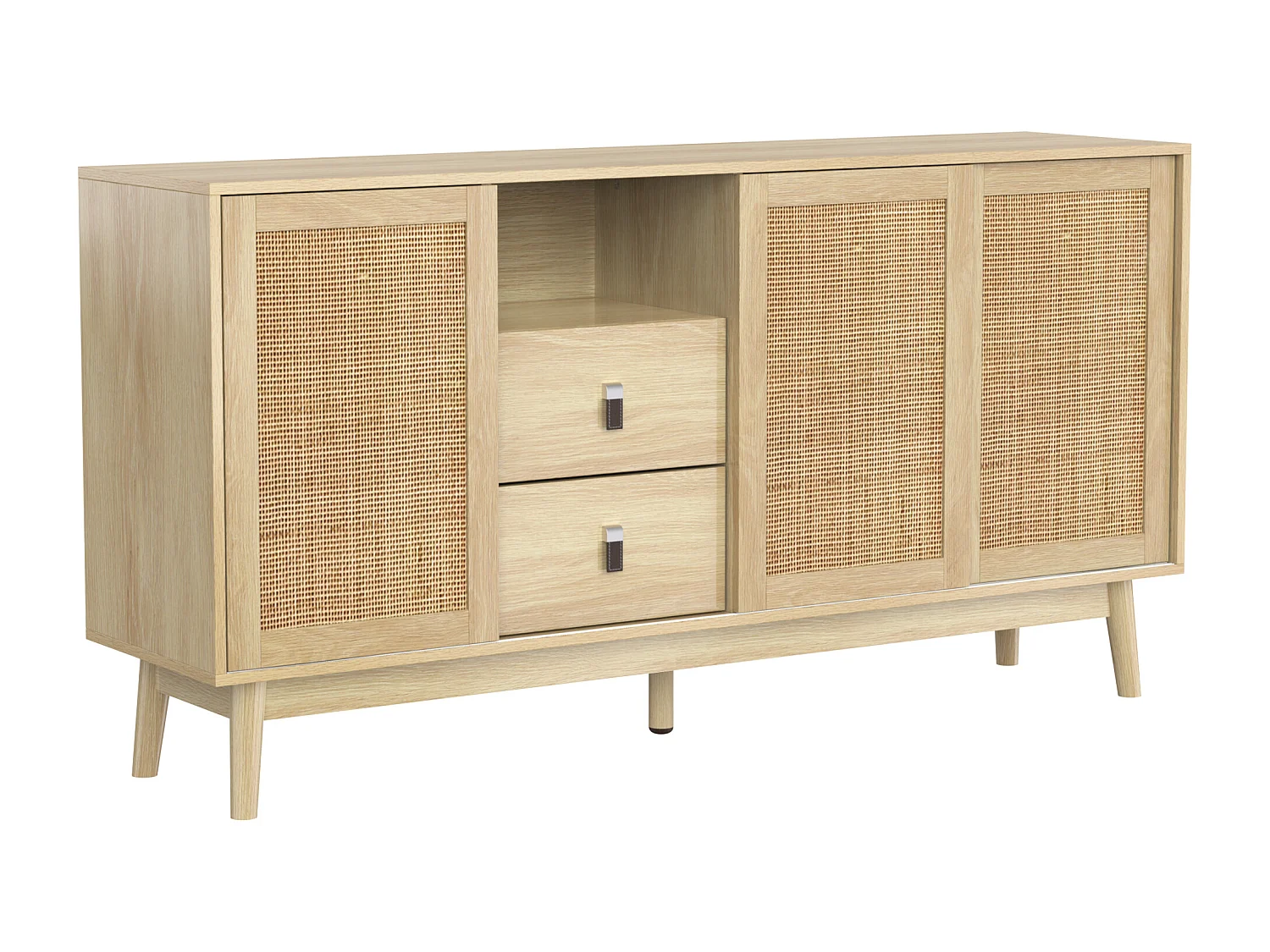 Buffetkast 155x38x80 cm, 3 schuifdeuren, 2 laden, grote opbergruimte, MDF en spaanplaat, hout