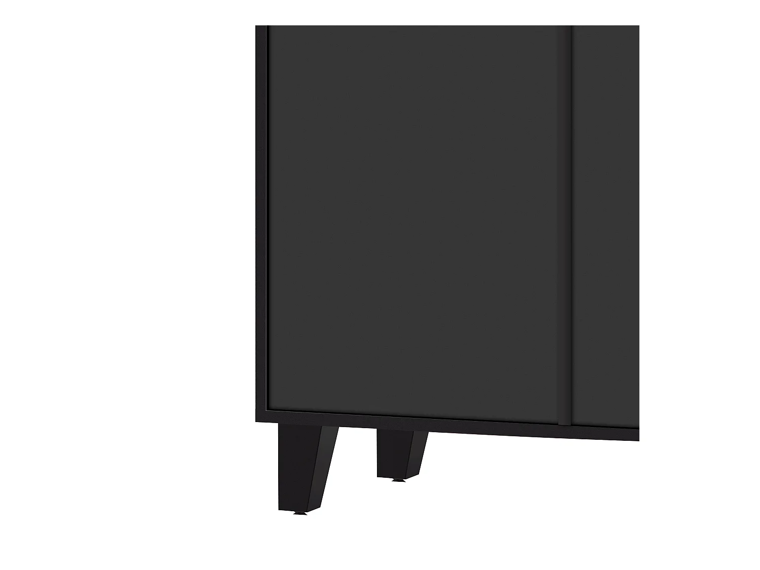 Buffet salle à manger bois avec 4 portes miroir buffet salon noir 160x40x84 cm - étagères réglables