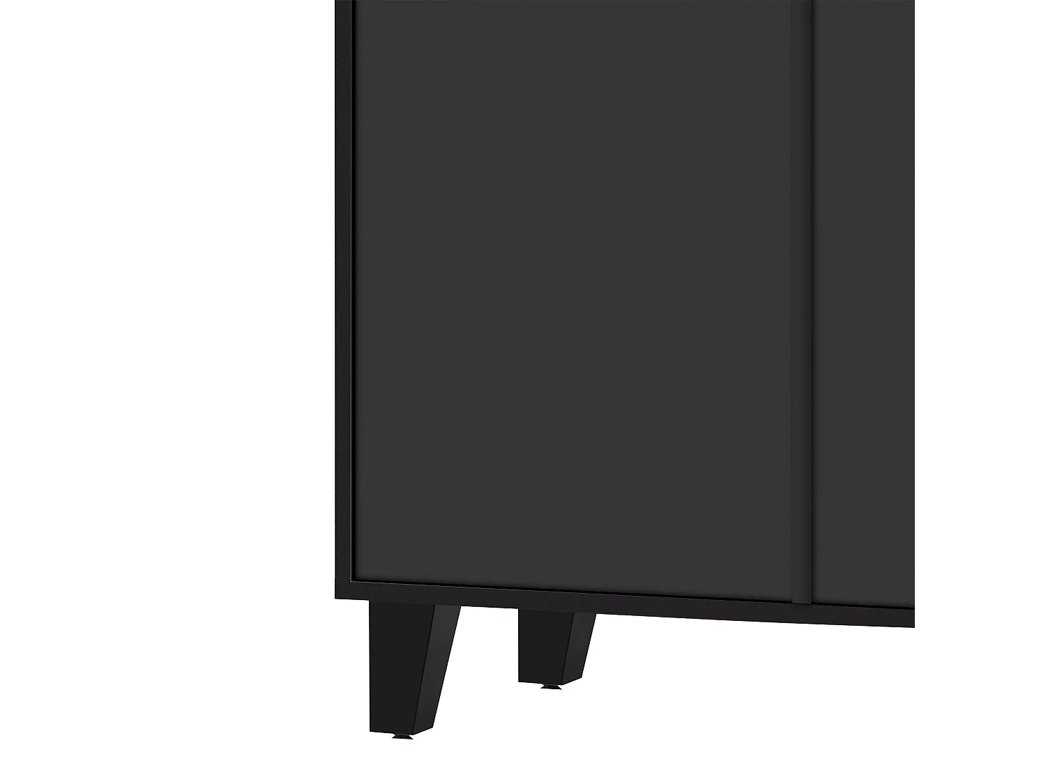 Buffet 160x40x84 cm, 4 portes, 2 étagères intérieures mobiles, pieds en bois, MDF, noir