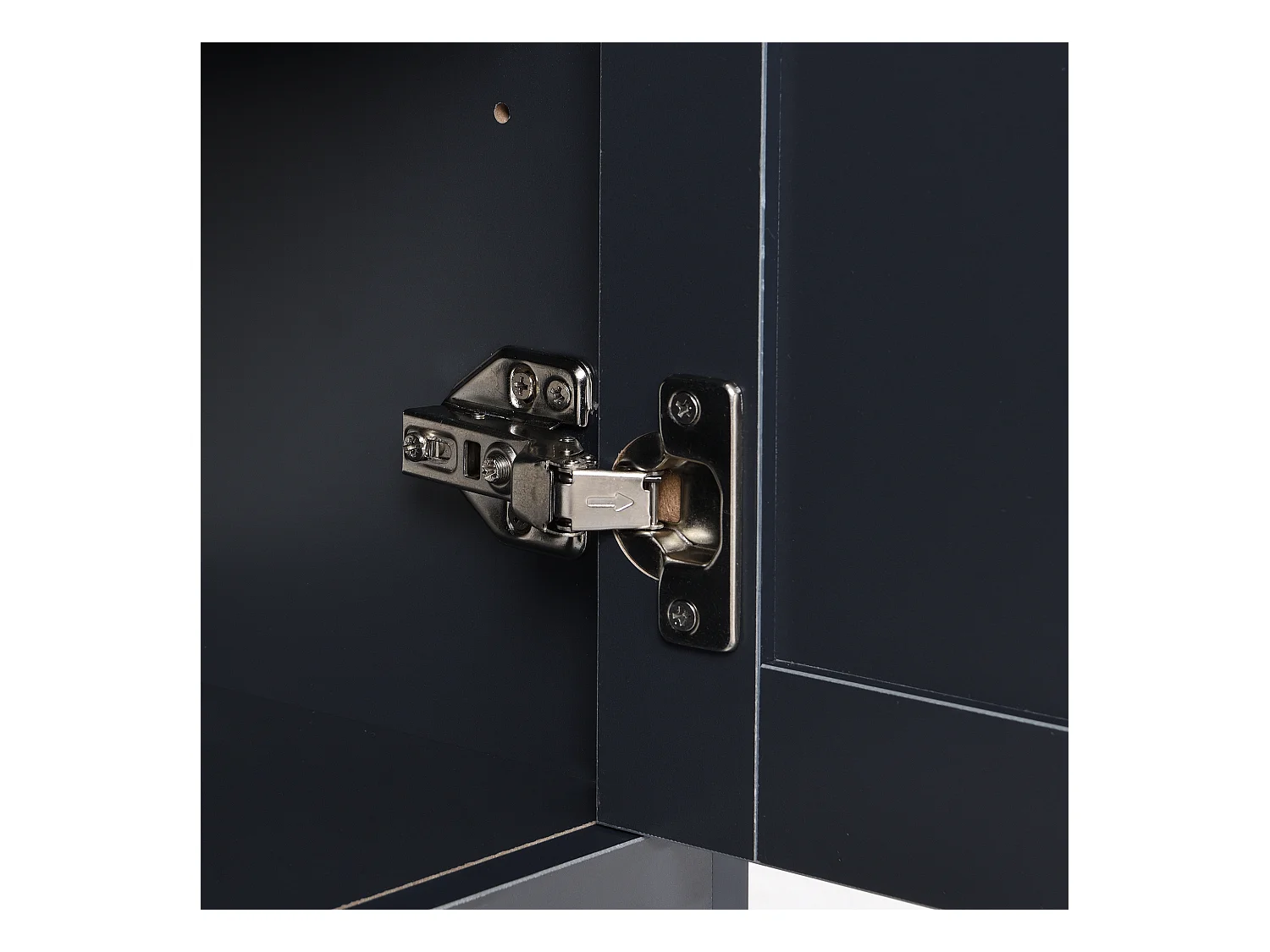 Buffet 160x37x75 cm avec 3 tiroirs  meuble de rangement 4 portes en bois noir