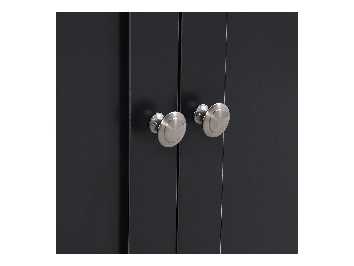 Buffet 160x37x75 cm avec 3 tiroirs  meuble de rangement 4 portes en bois noir