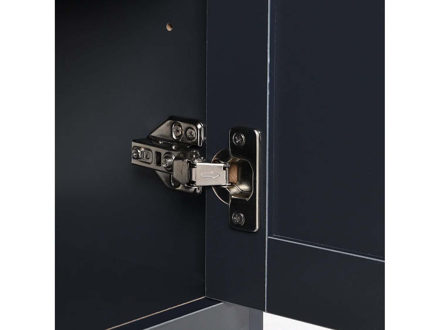 Buffet 160x37x75 cm avec 3 tiroirs  meuble de rangement 4 portes en noir et gris