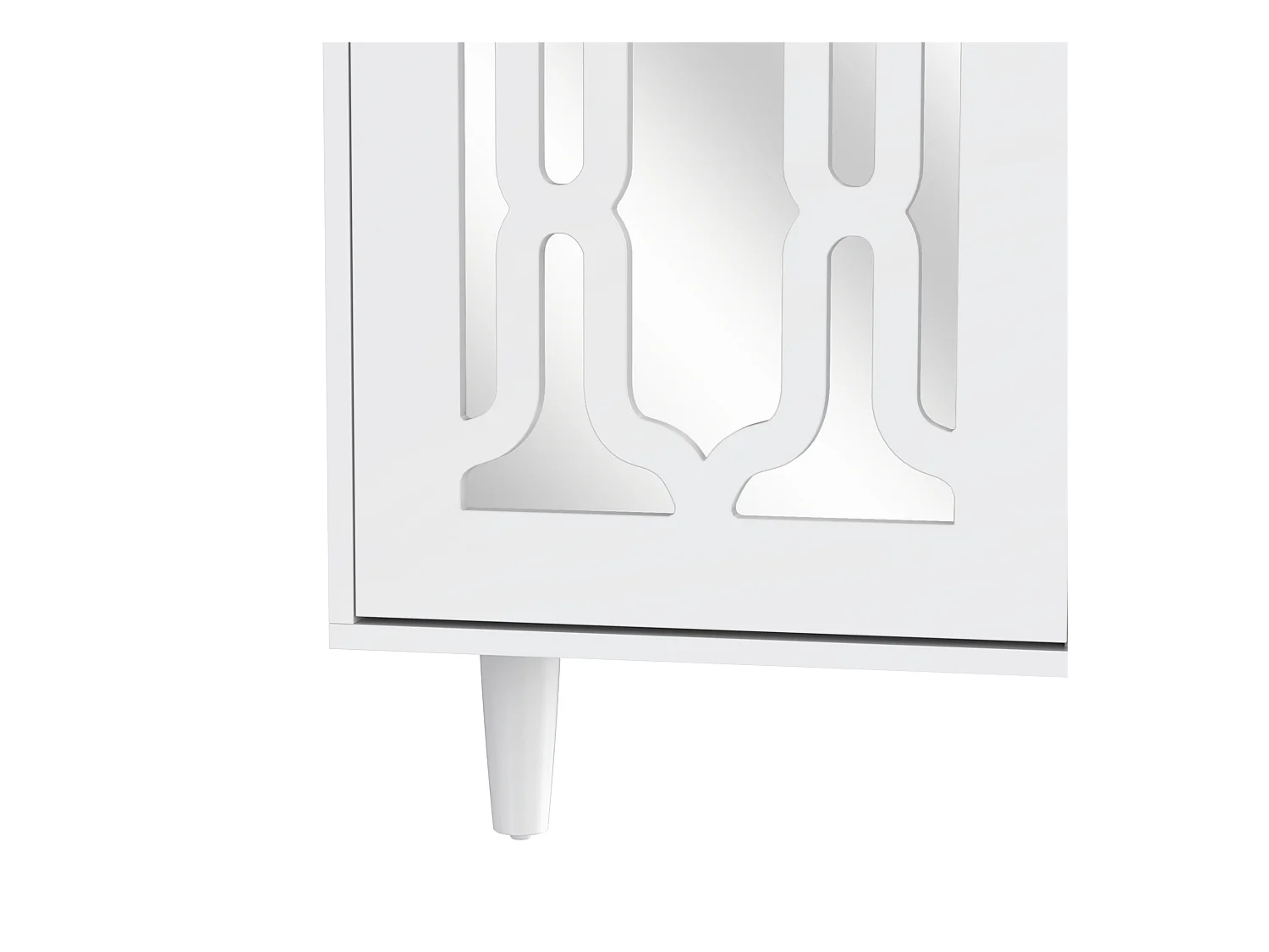 Buffet salle à manger bois avec 2 portes miroir 4 buffet salon blanc 147.5x40x102 cm - étagères réglables