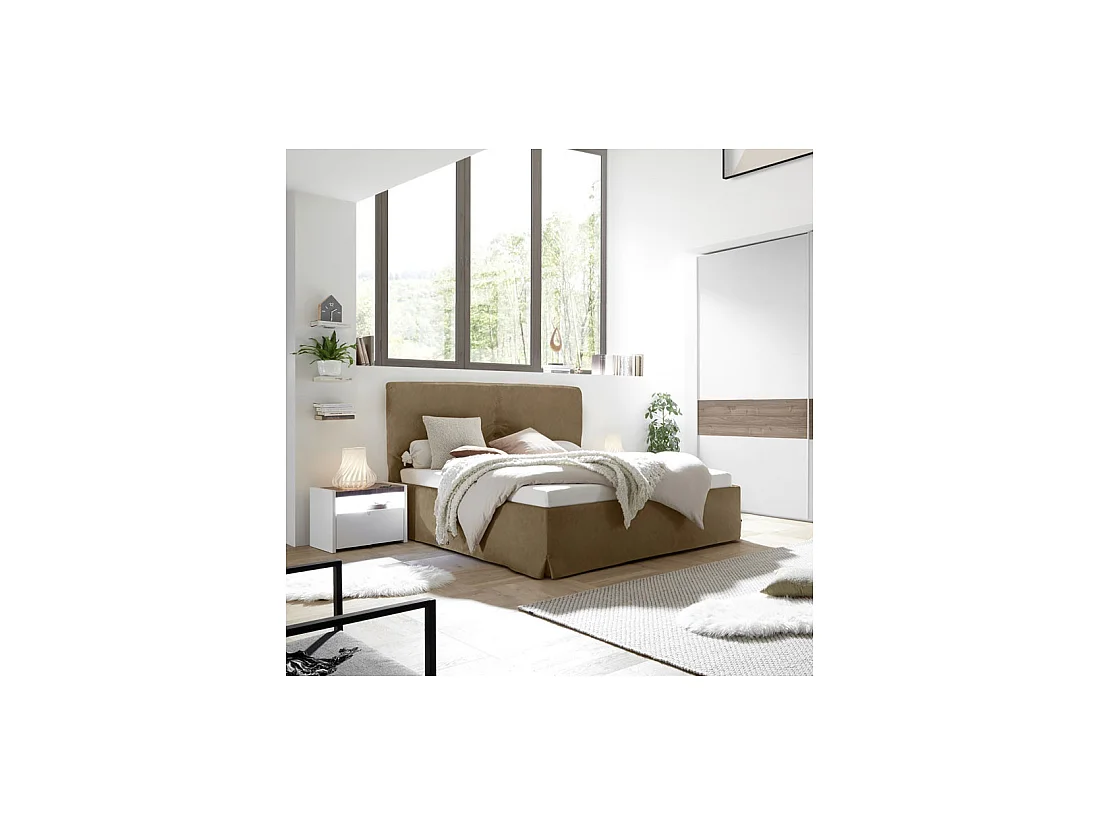 Cadre + Tête de lit 160*200 cm Simili cuir Tabac - ANIECE n°3
