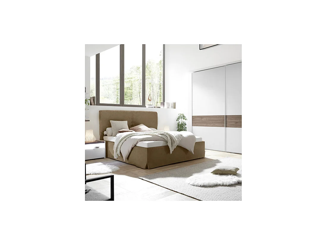 Cadre + Tête de lit 160*200 cm Simili cuir Tabac - ANIECE n°3