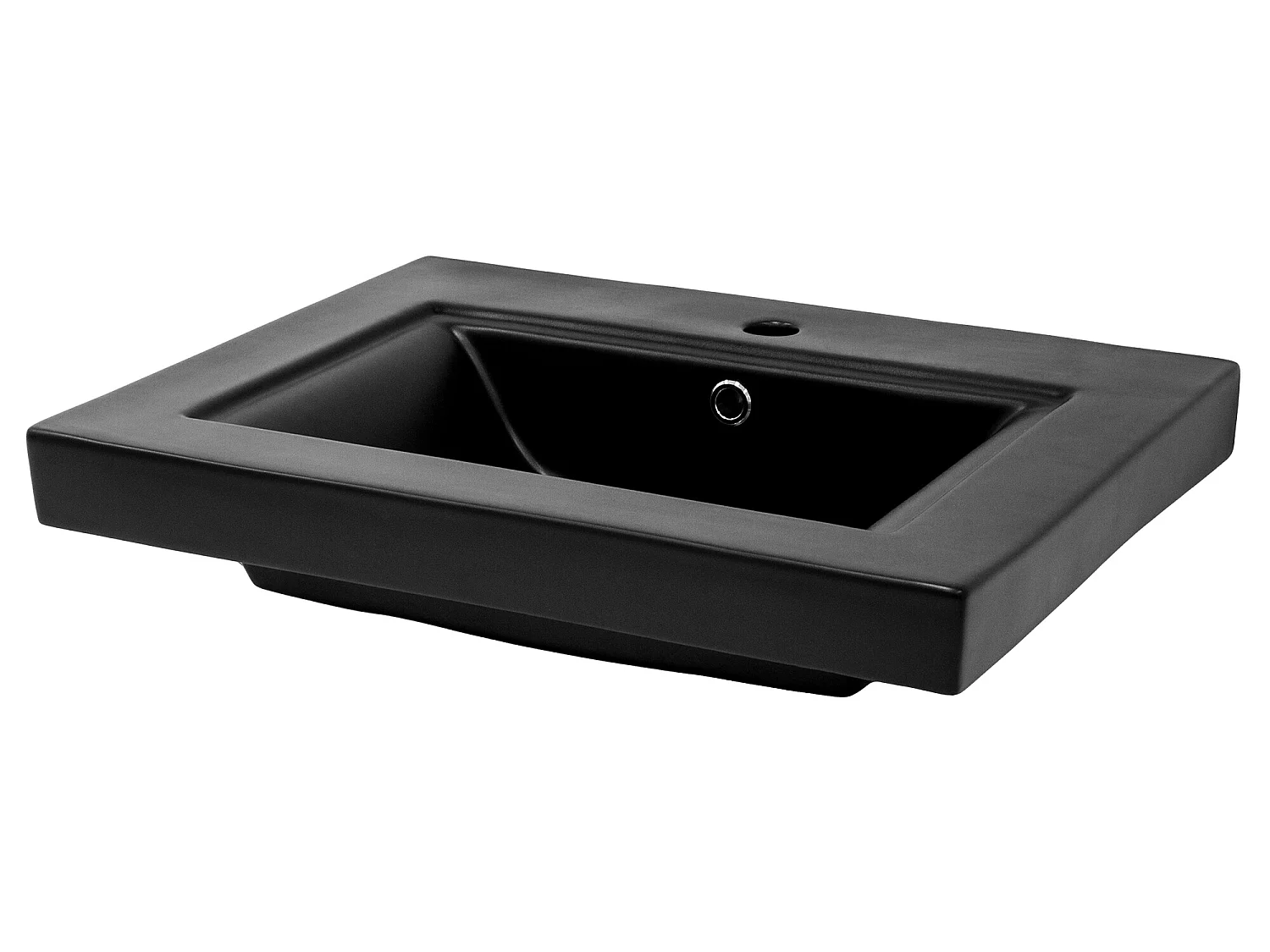 Lavabo en céramique noir mat vasque encastre pour salle de bain 610x465x155 mm