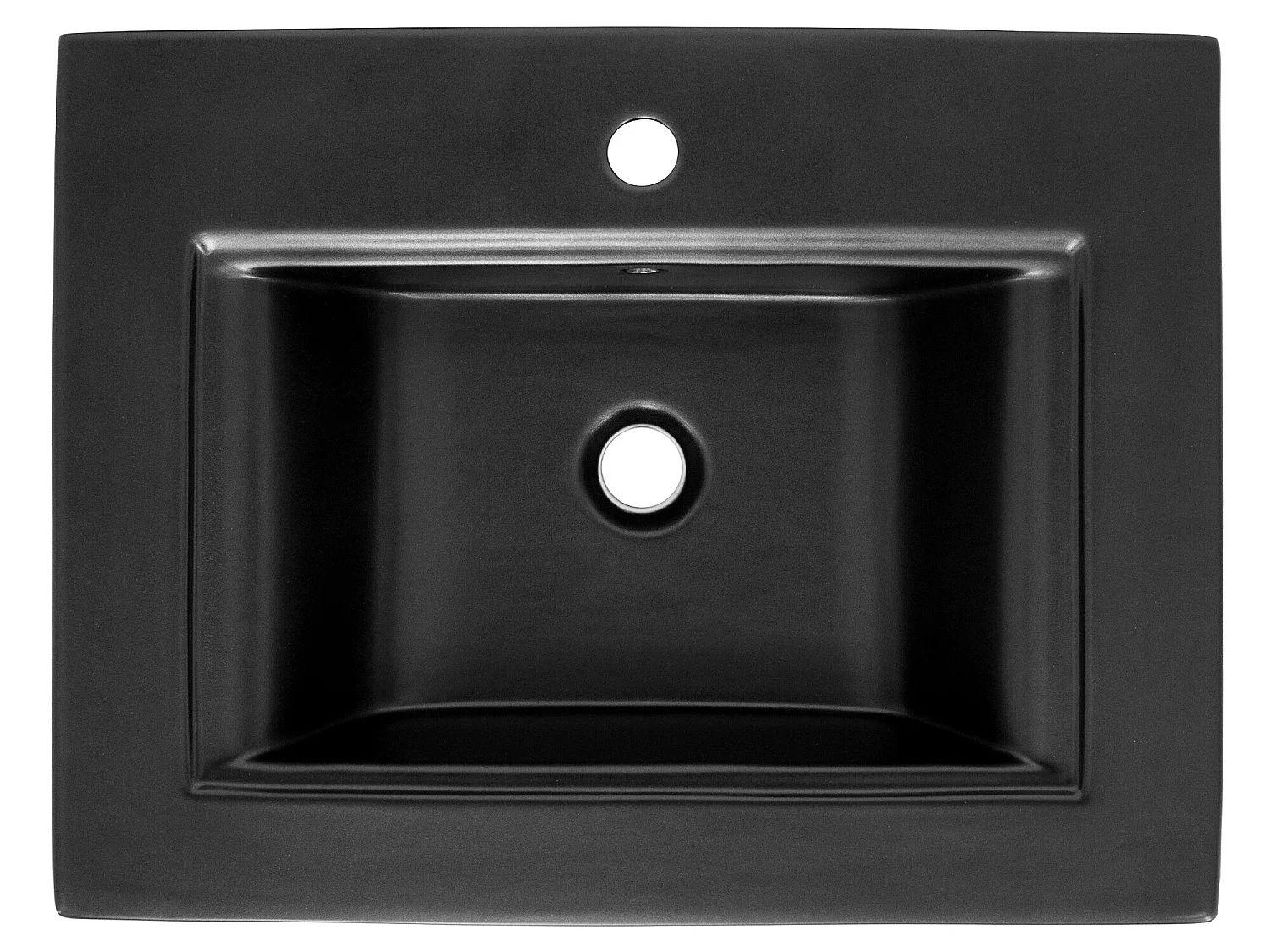 Lavabo en céramique noir mat vasque encastre pour salle de bain 610x465x155 mm
