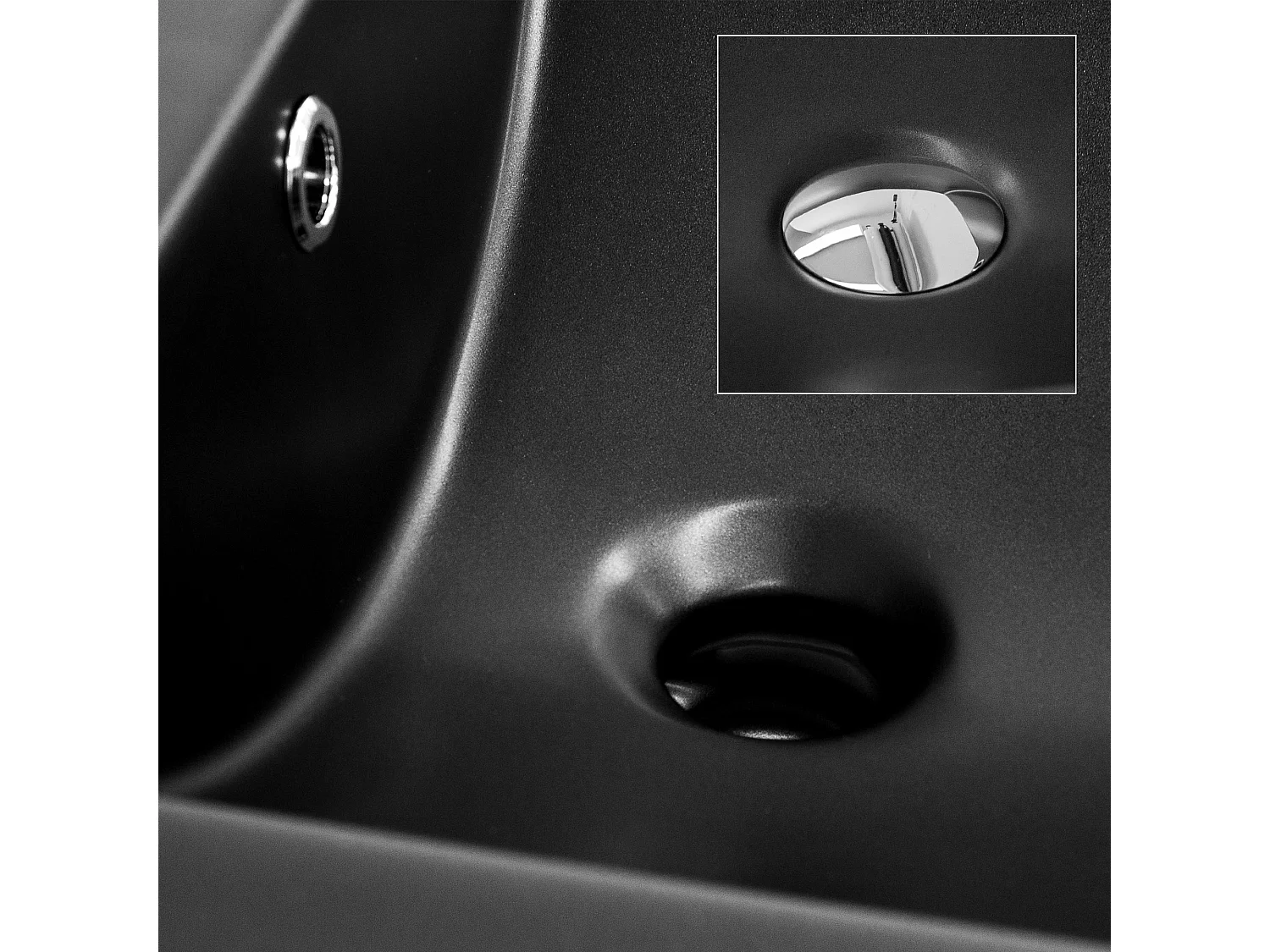 Lavabo en céramique noir mat vasque encastre pour salle de bain 610x465x155 mm