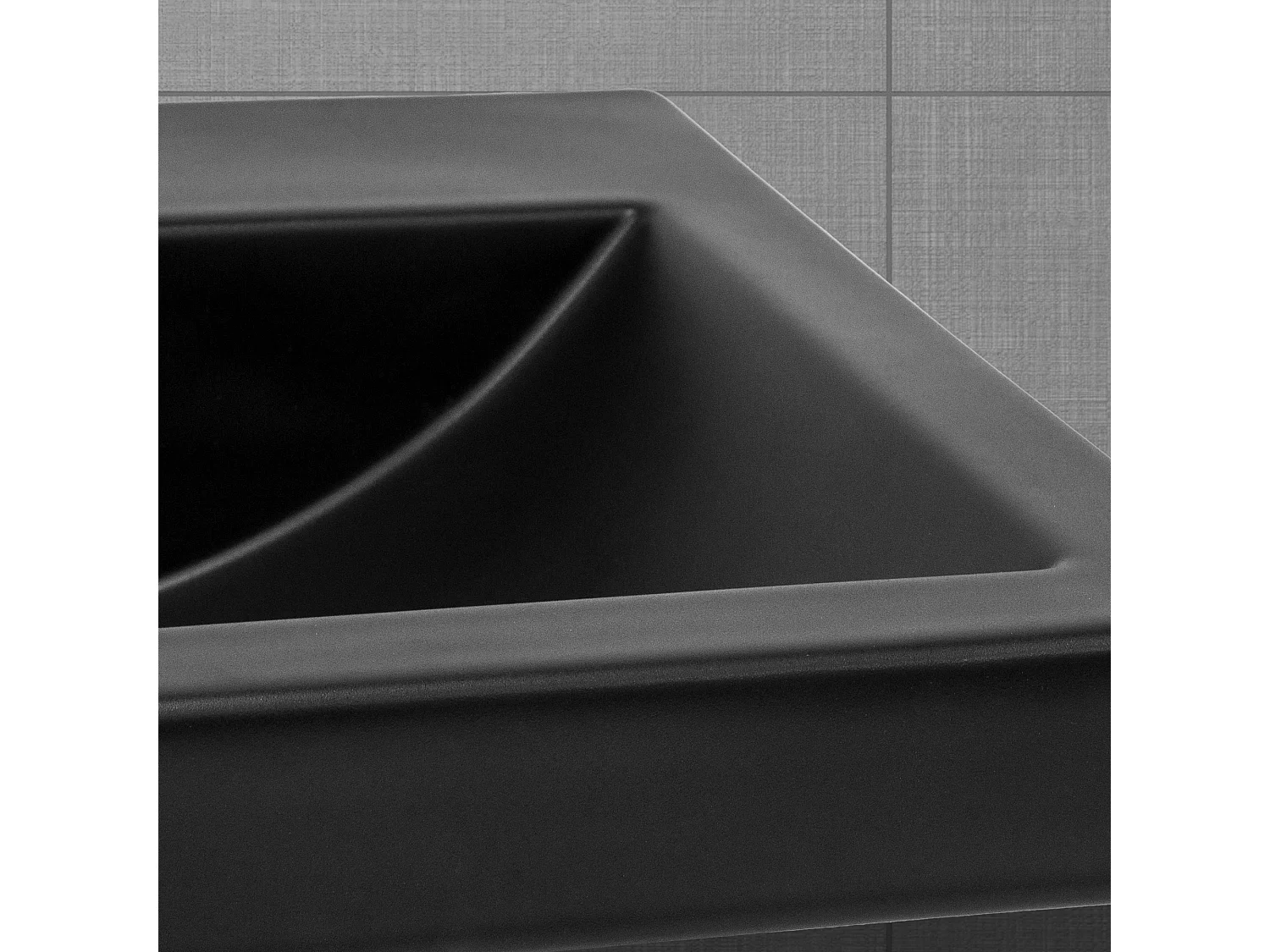 Lavabo en céramique noir mat vasque encastre pour salle de bain 610x465x155 mm