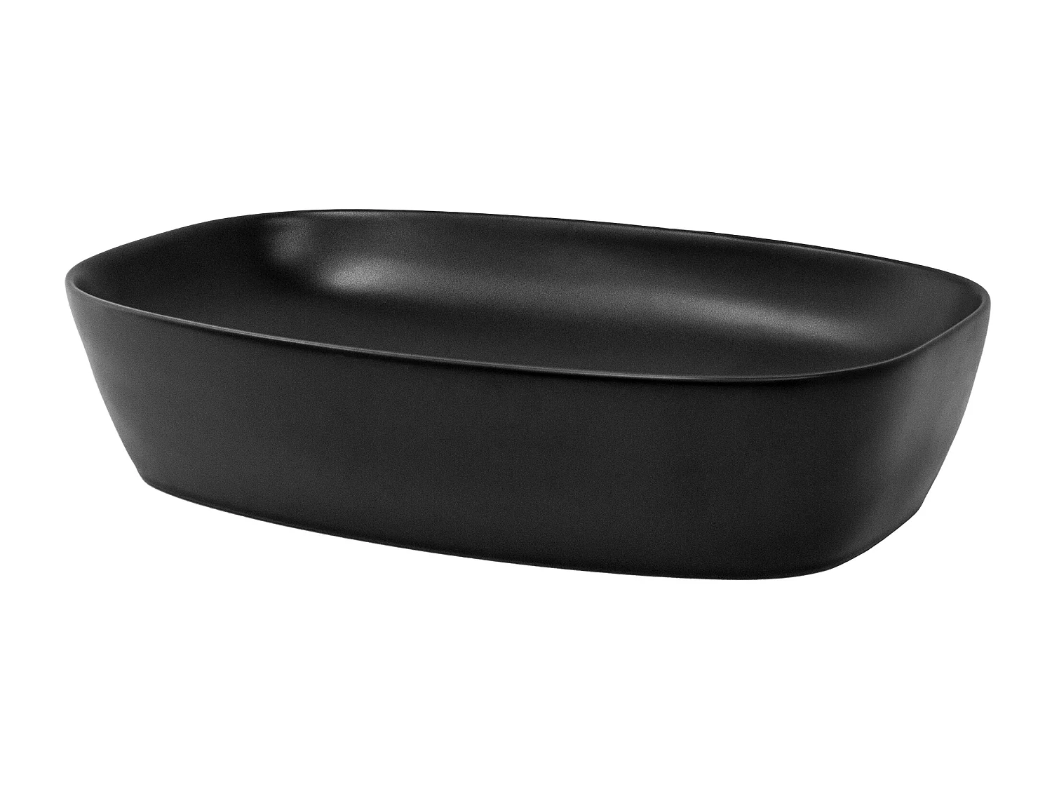 Lavabo en céramique noir mat vasque à poser pour salle de bain 605x385x140 mm